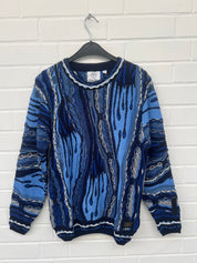 (100) Carlo Colucci 3D Strickpullover Pullover blau schwarz C12508 COL 101
