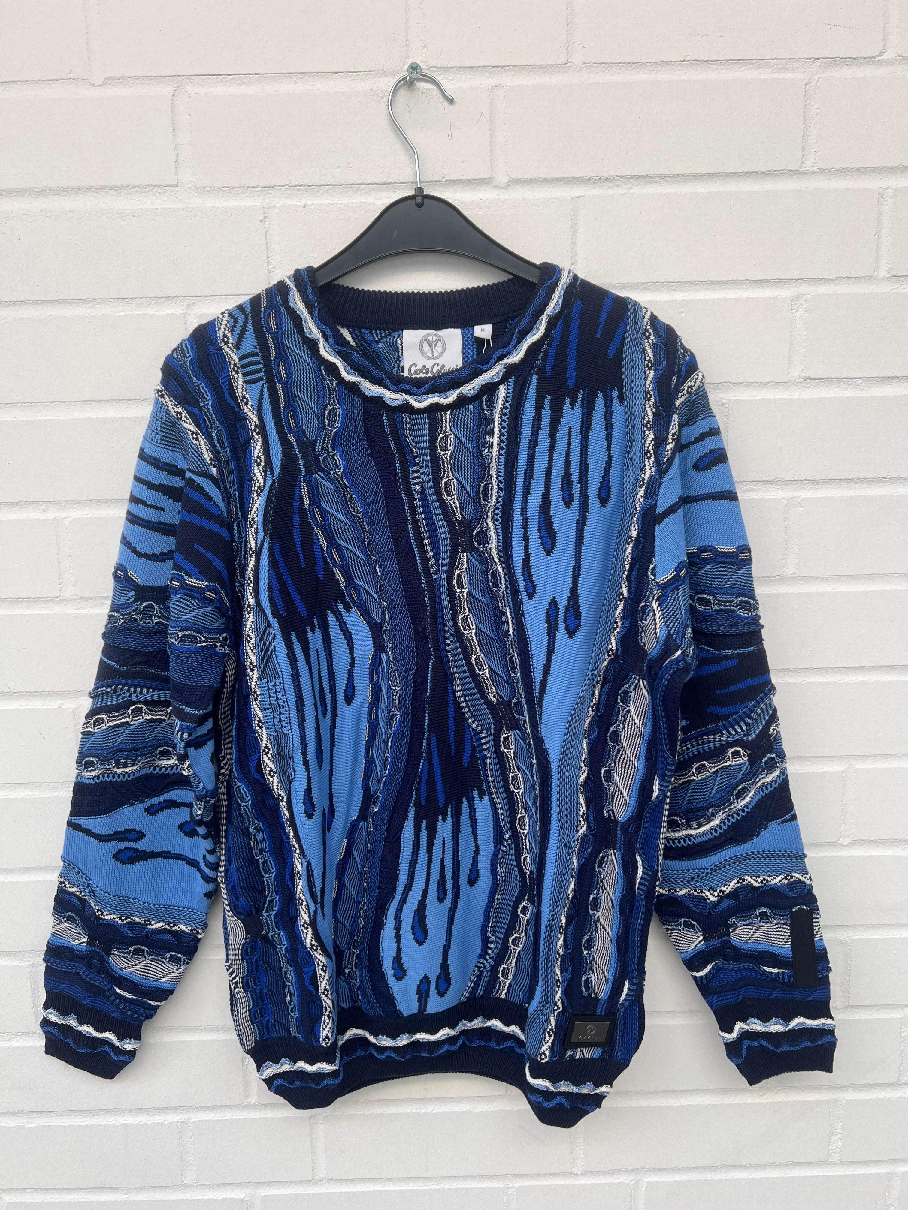 (100) Carlo Colucci 3D Strickpullover Pullover blau schwarz C12508 COL 101