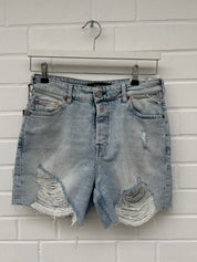REPLAY Ripped Jeans Short hellblau