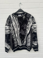 Carlo Colucci 3D Strickpullover Pullover schwarz weiß C12507 COL 201
