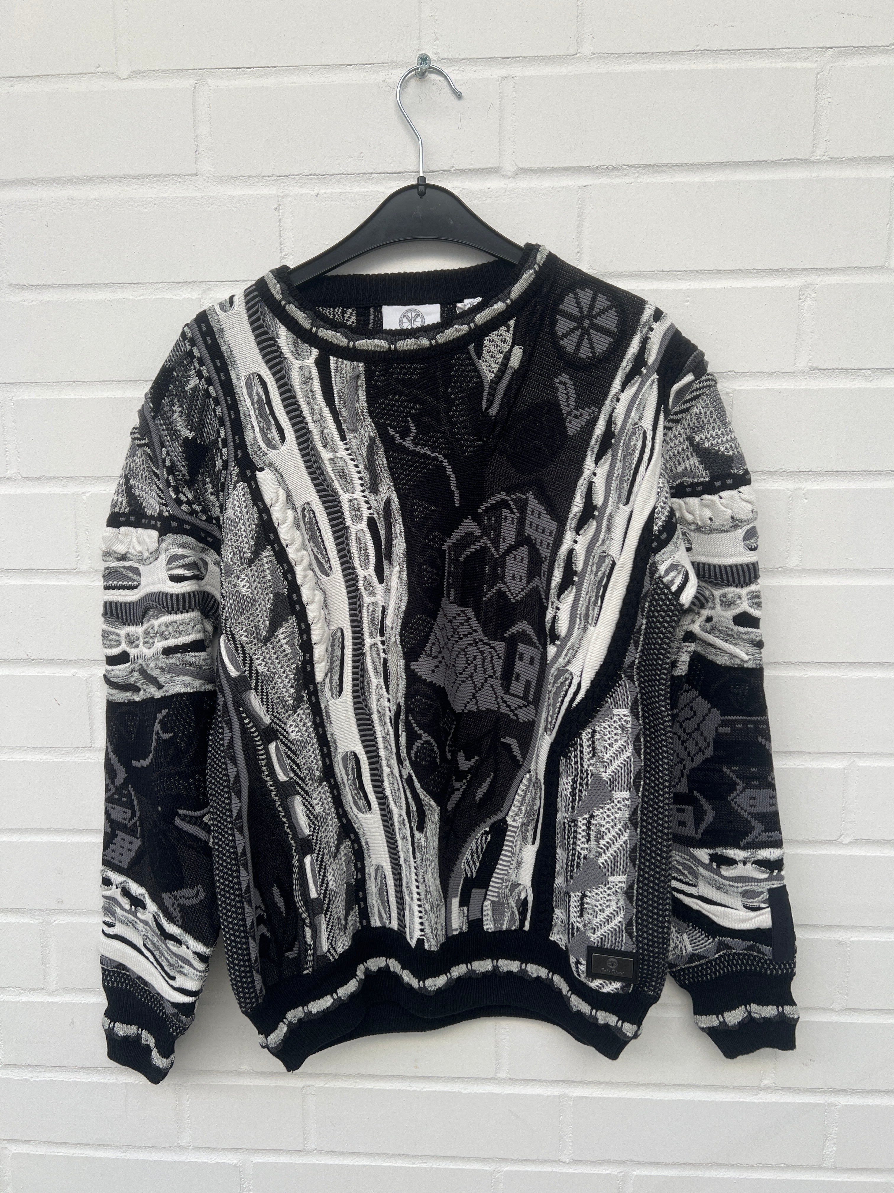 Carlo Colucci 3D Strickpullover Pullover schwarz weiß C12507 COL 201