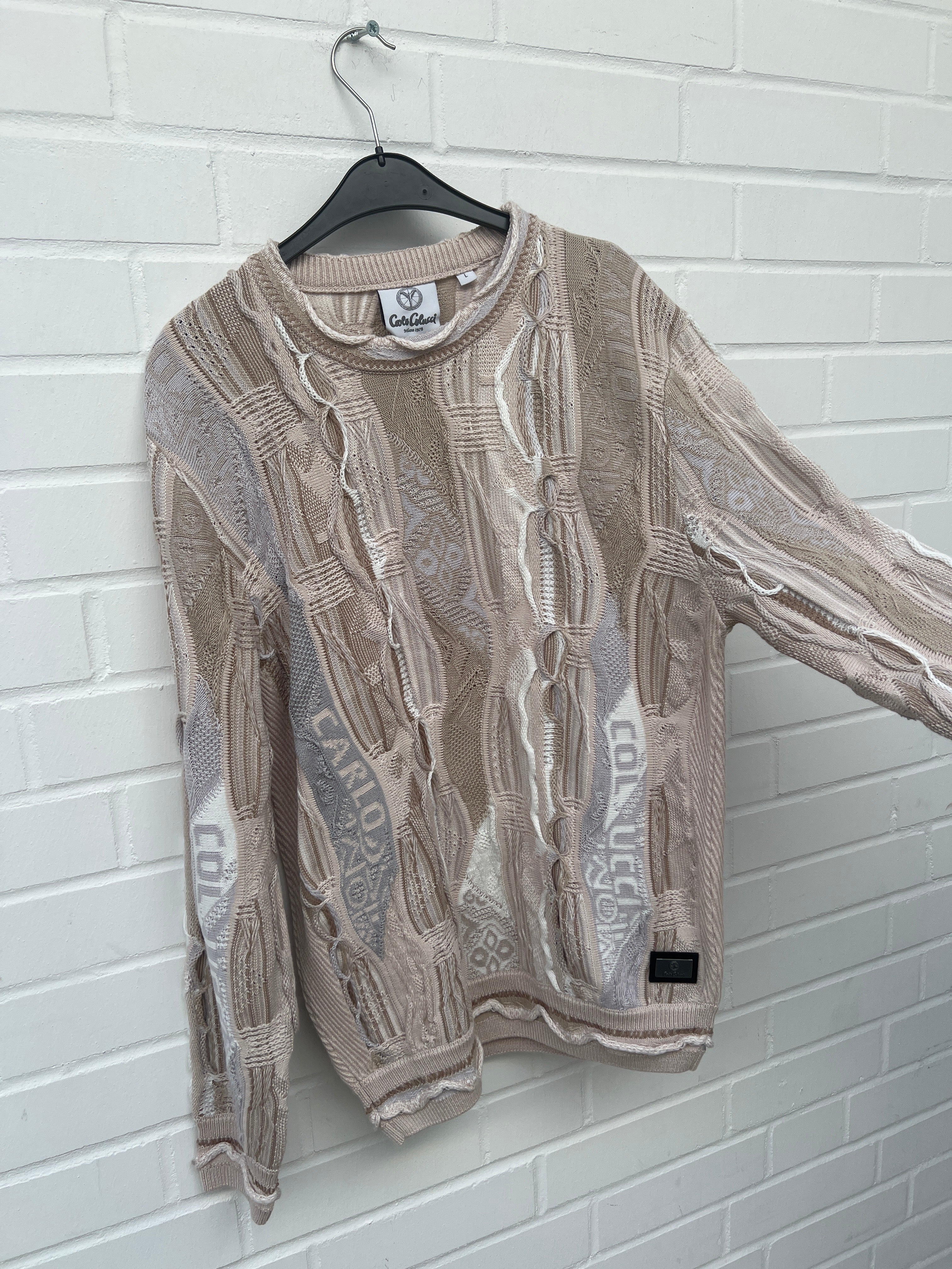 Carlo Colucci 3D Strickpullover Pullover beige weiß C10802 COL 561