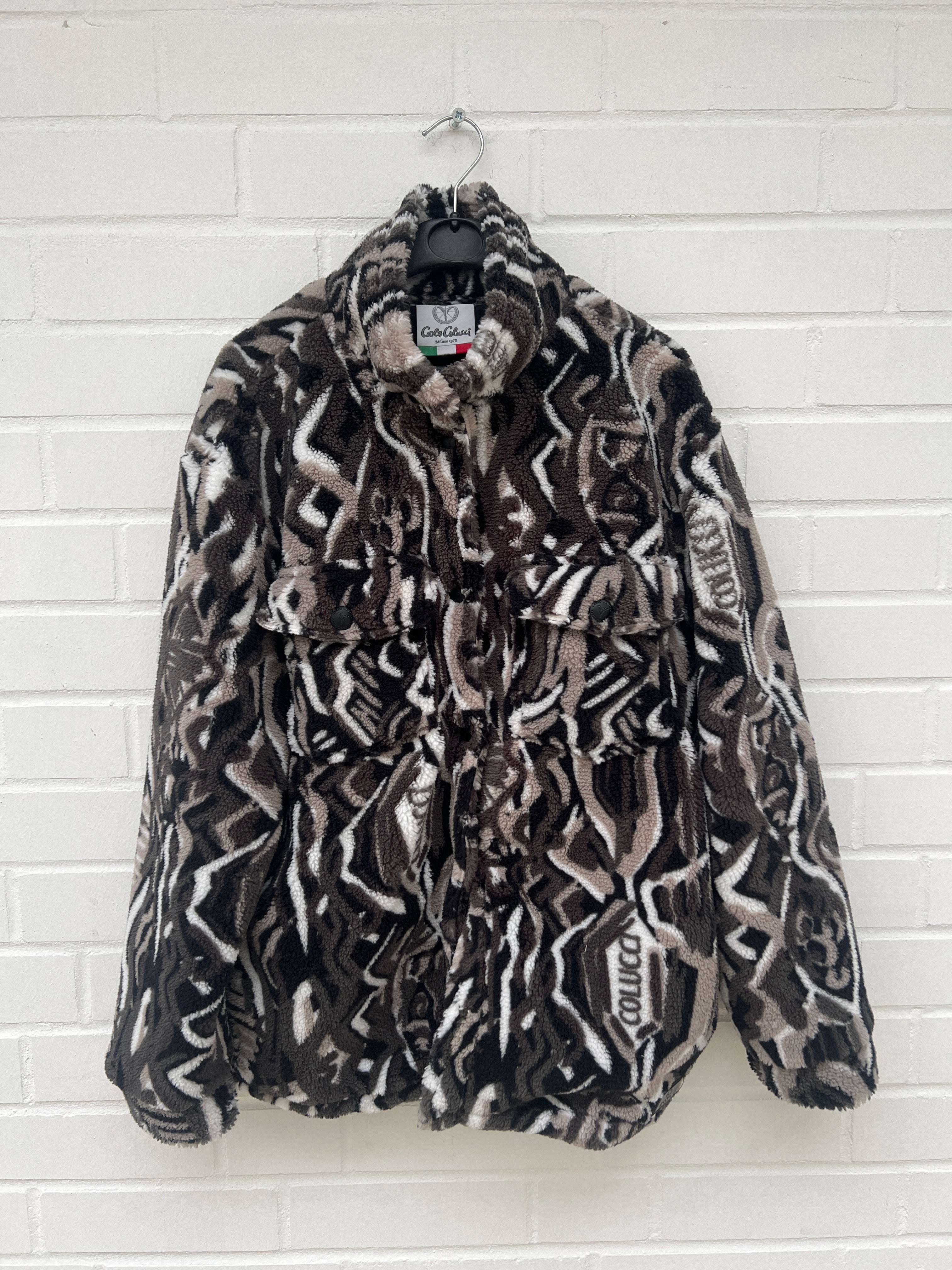 (194) Carlo Colucci Teddyjacke Knöpfe braun schwarz