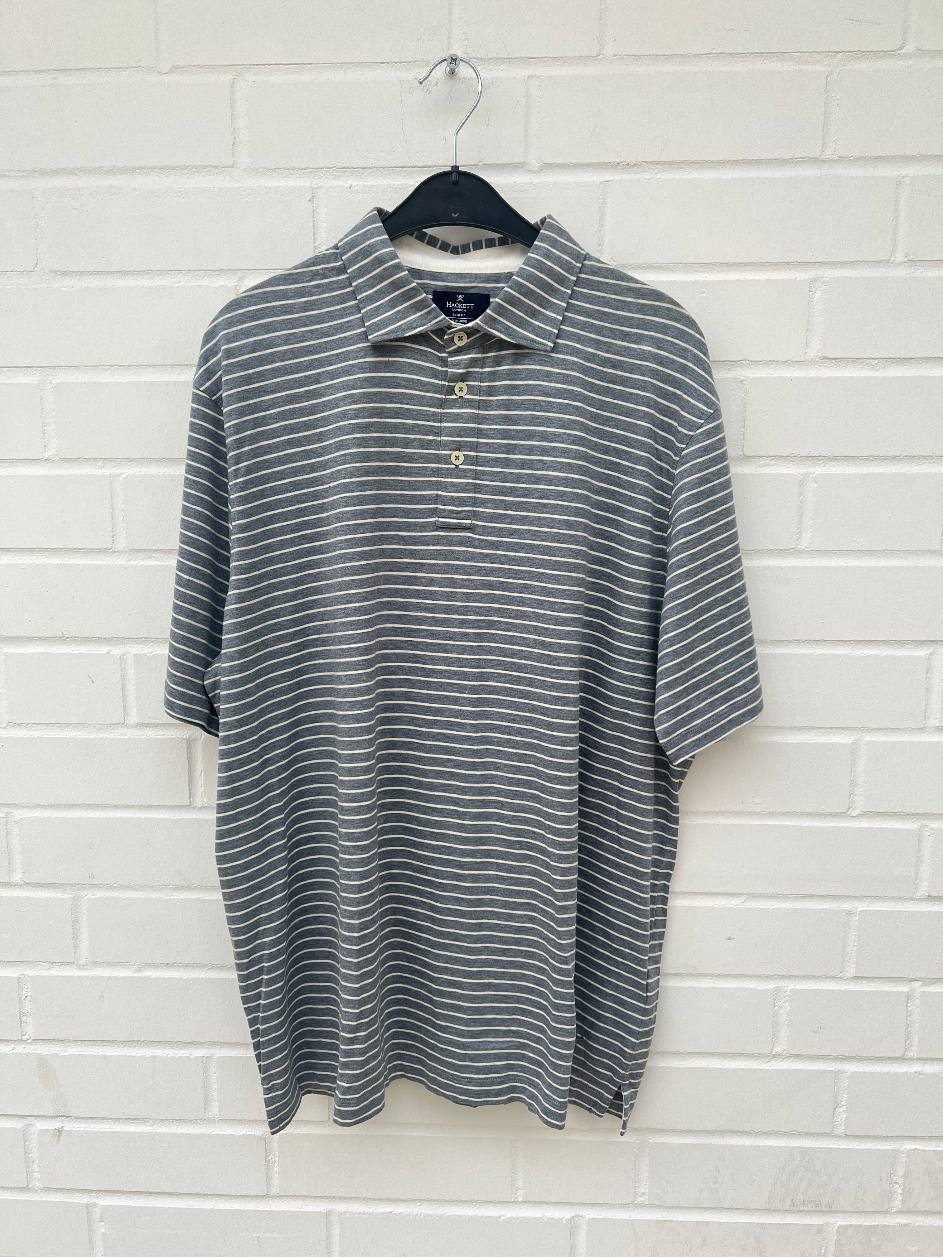 HACKETT LONDON Poloshirt Slim Fit gestreift blau weiß 100% Cotton