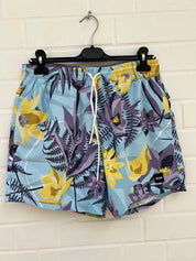 (5) Badehose hellblau muster