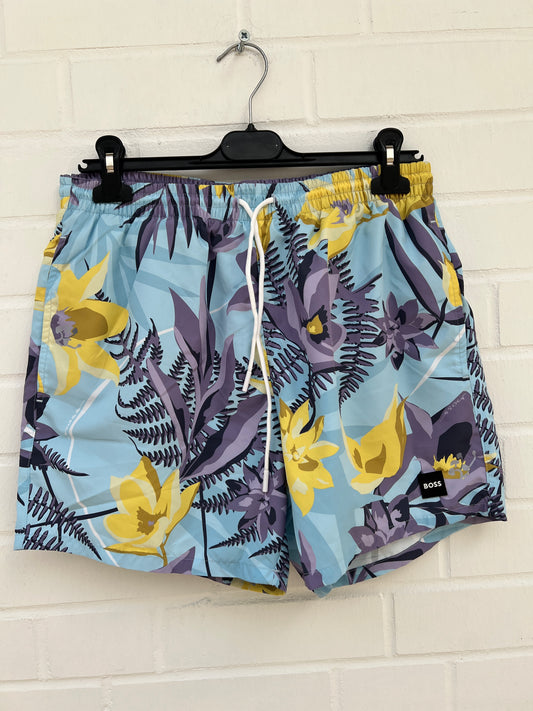 (5) Badehose hellblau muster
