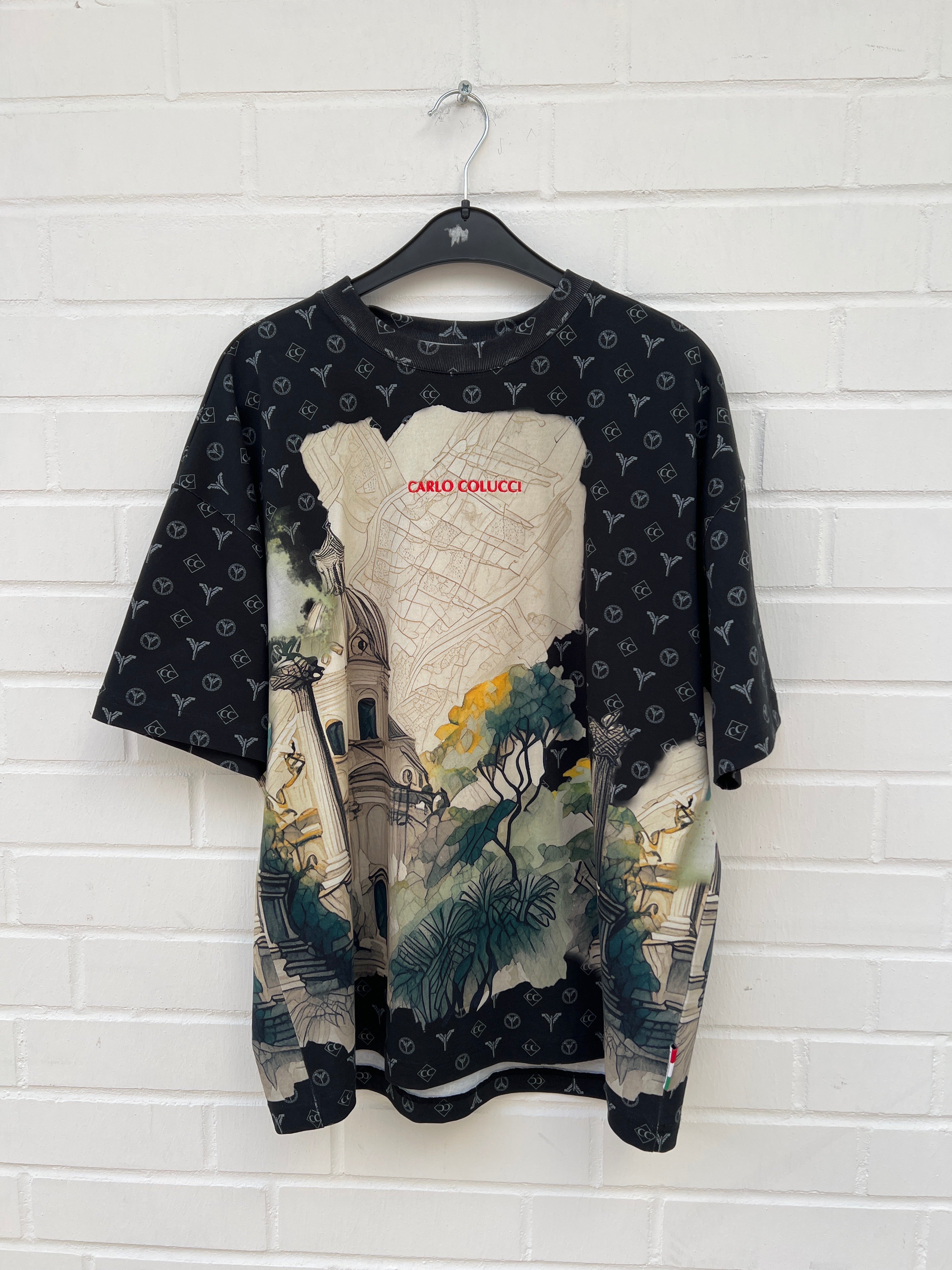 Carlo Colucci Tshirt schwarz / beige muster