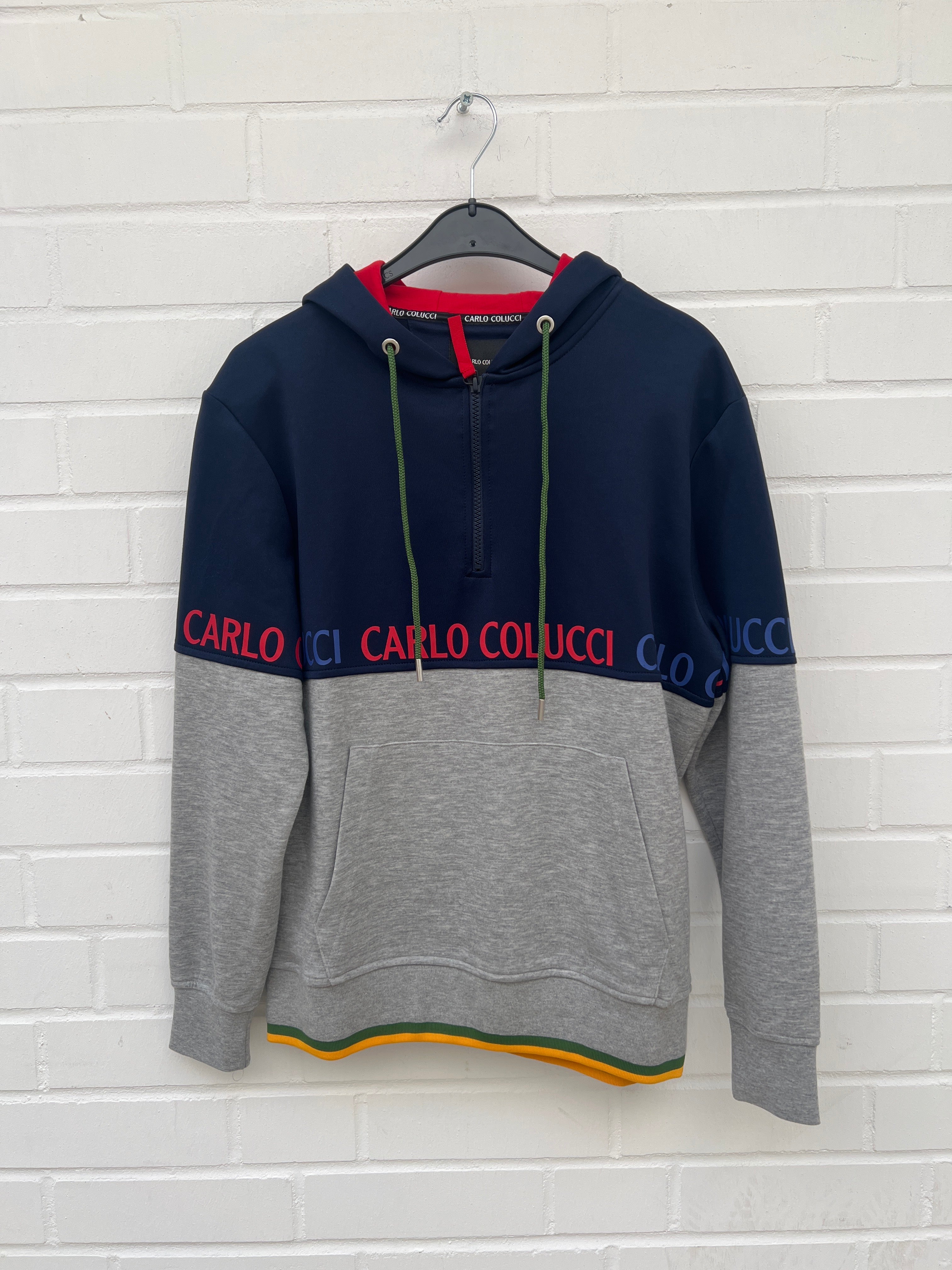 Carlo Colucci Zip Sweatshirt grau blau (GrS)