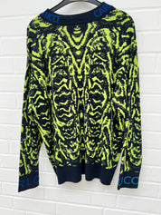 (Stange4) Carlo Colucci Pullover neongelb schwarz muster
