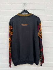 (147) Carlo Colucci Sweatshirt grau orange muster