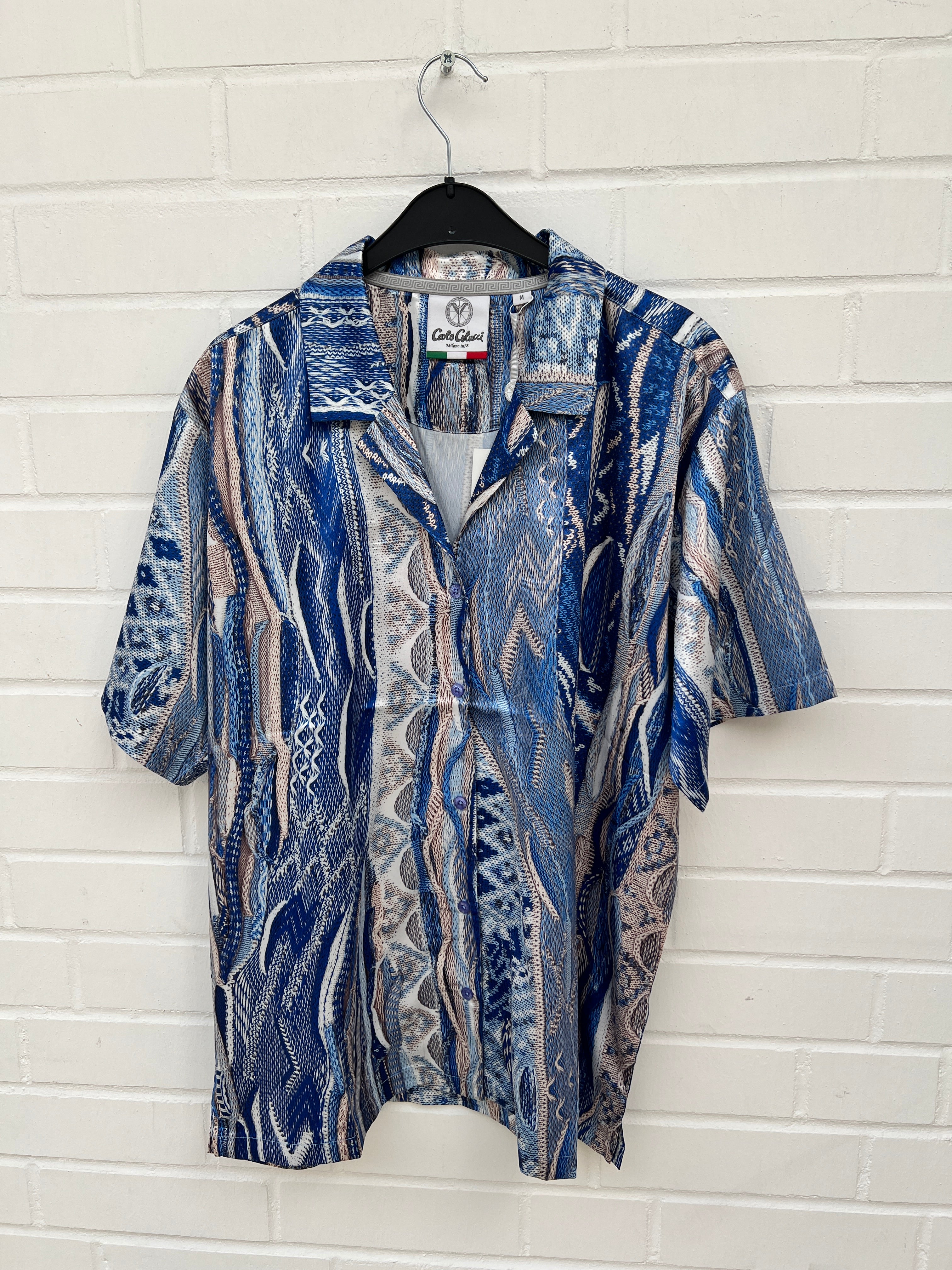 (81) Carlo Colucci Satin Hemd blau