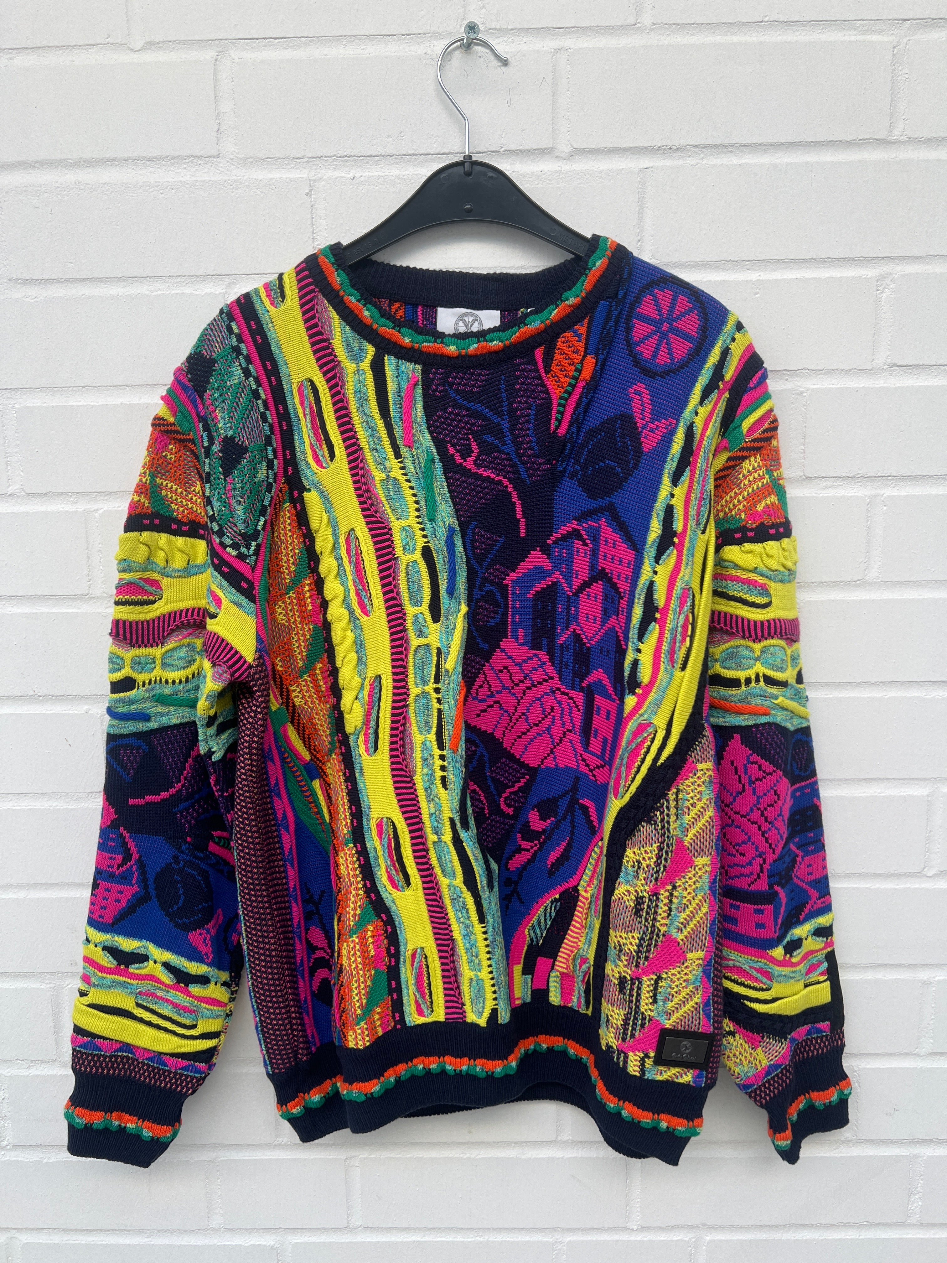 (208) Carlo Colucci 3D Strickpullover Pullover neon bunt C12507 COL 101