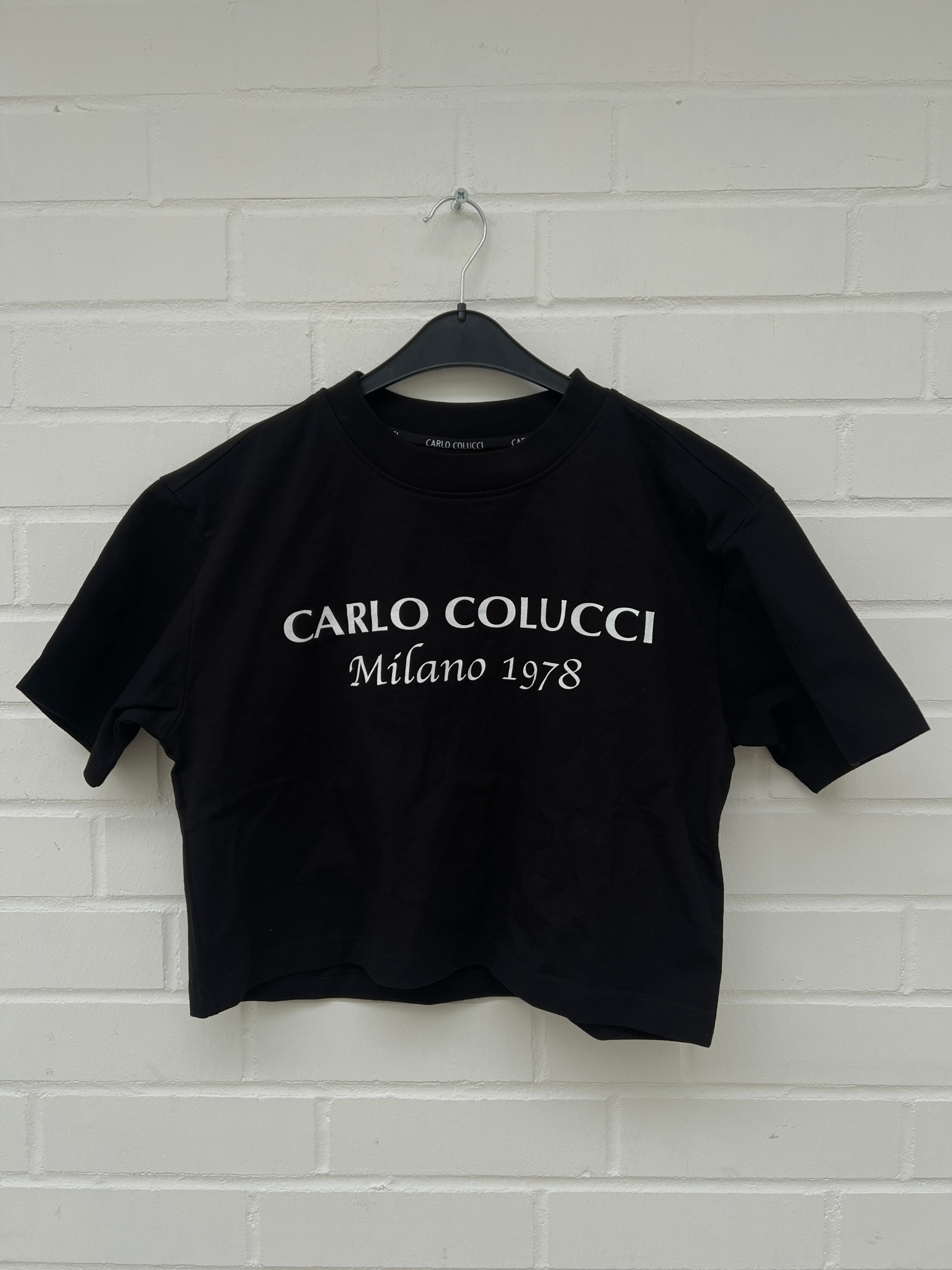 (10) Carlo Colucci Crop Shirt schwarz