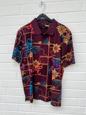 (Stange4) Carlo Colucci Poloshirt bordeaux muster Gr.M