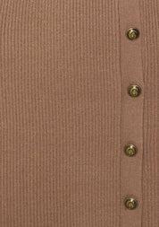 GUESS Strickkleid elegantes Kleid mit Knöpfen braun GrS