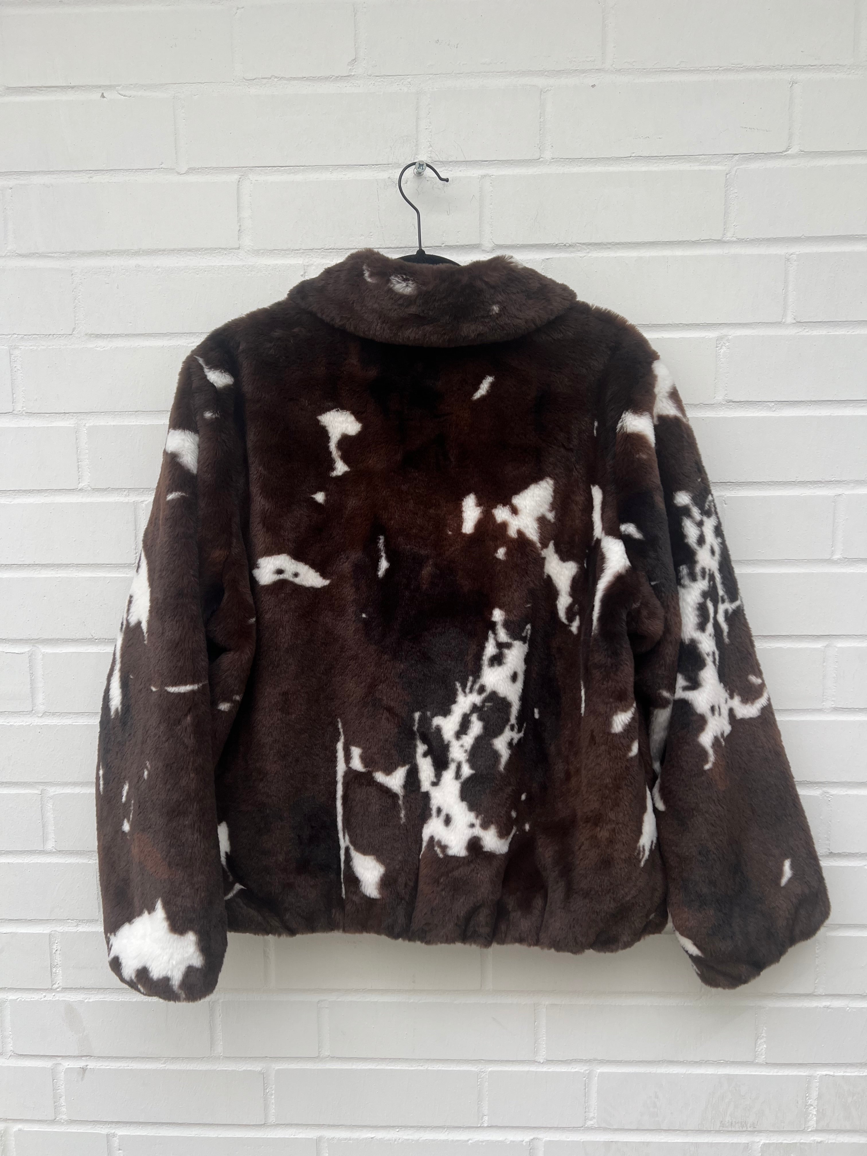 Vero Moda Curve Kunstfelljacke brown white Gr46