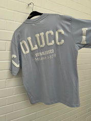 (110/112) Carlo Colucci Tshirt hellblau Rücken Logo