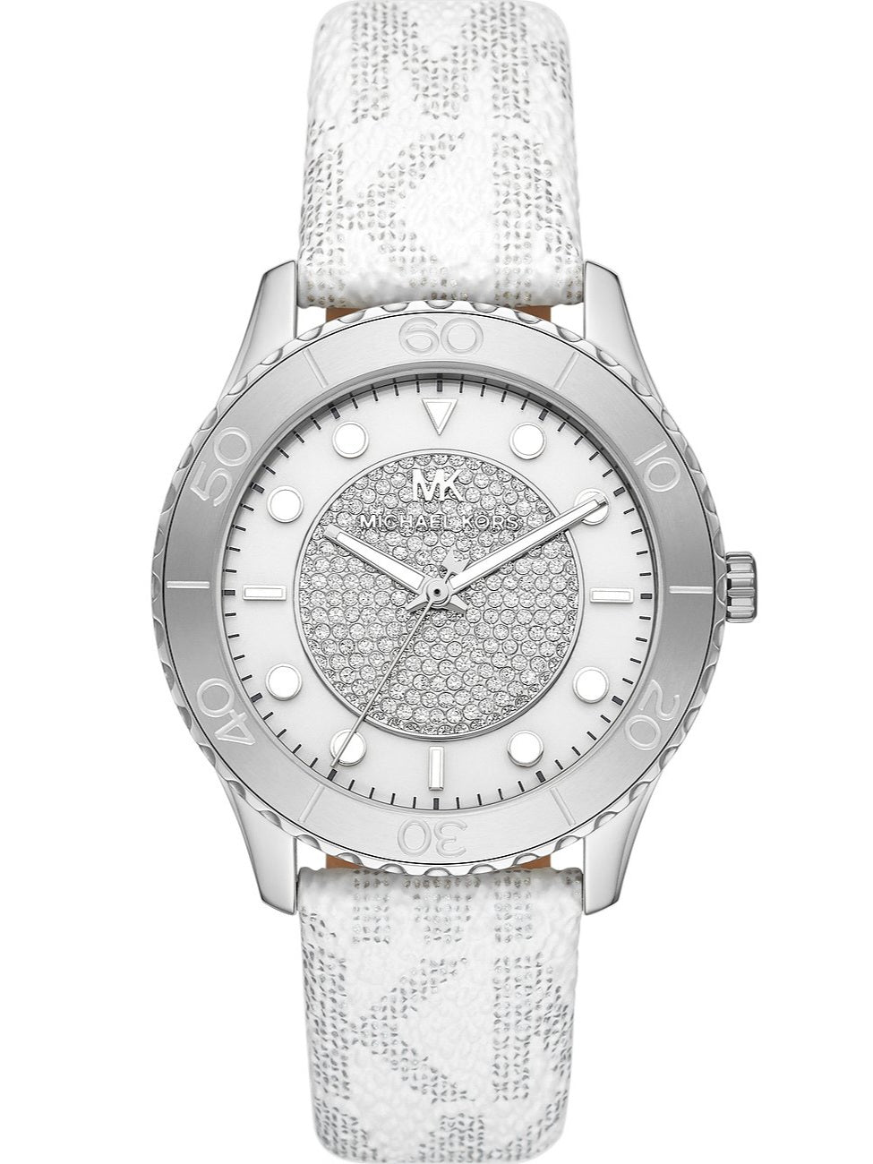 Michael Kors Armbanduhr weiß silber glitzer Runway MK6998