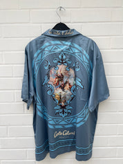 (26) Carlo Colucci Satin Hemd blau