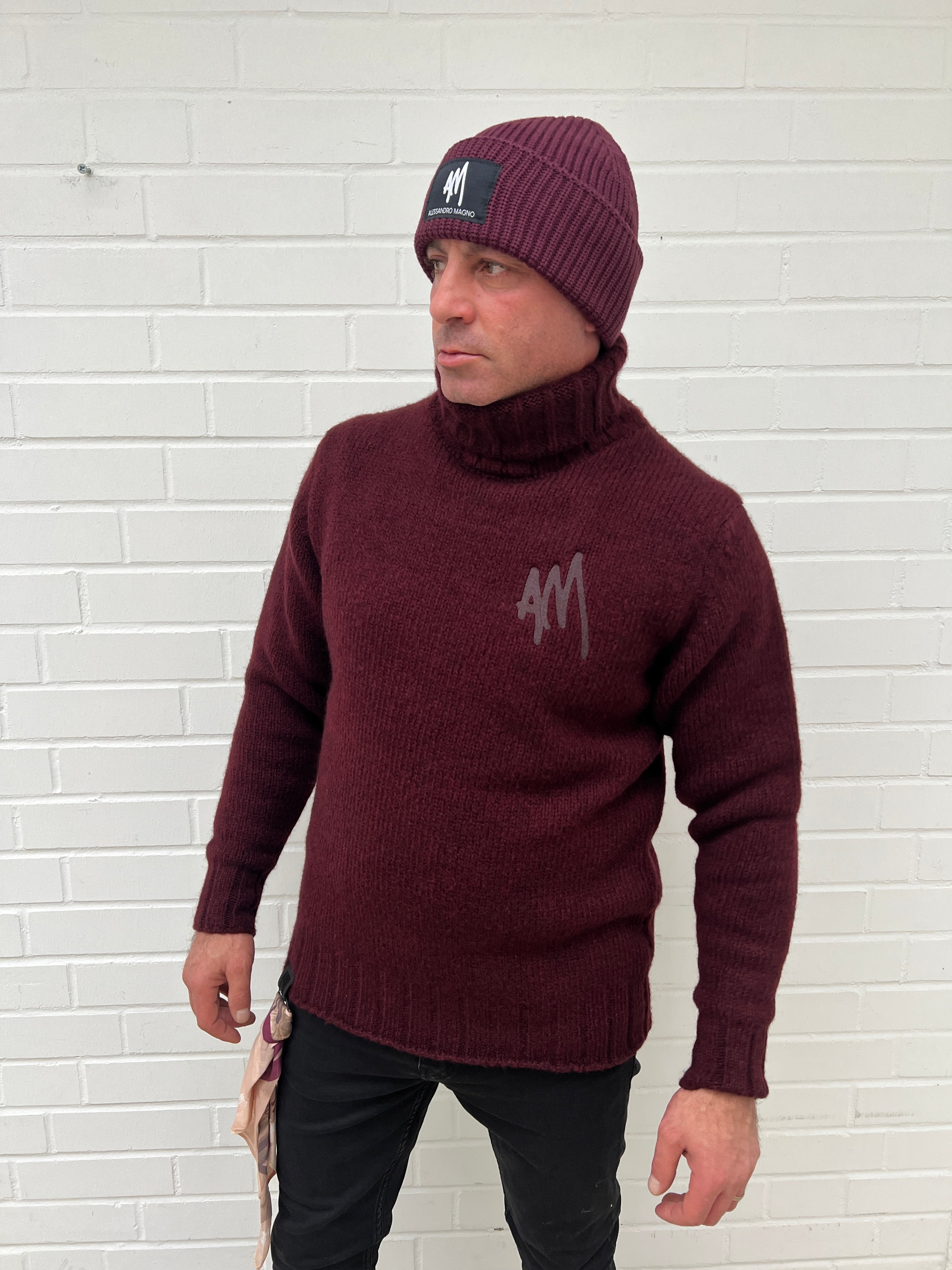 Alessandro Magno Rollkragen Pullover bordeaux rot