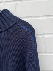 (Stange4) Carlo Colucci Strick Pullover dunkelblau