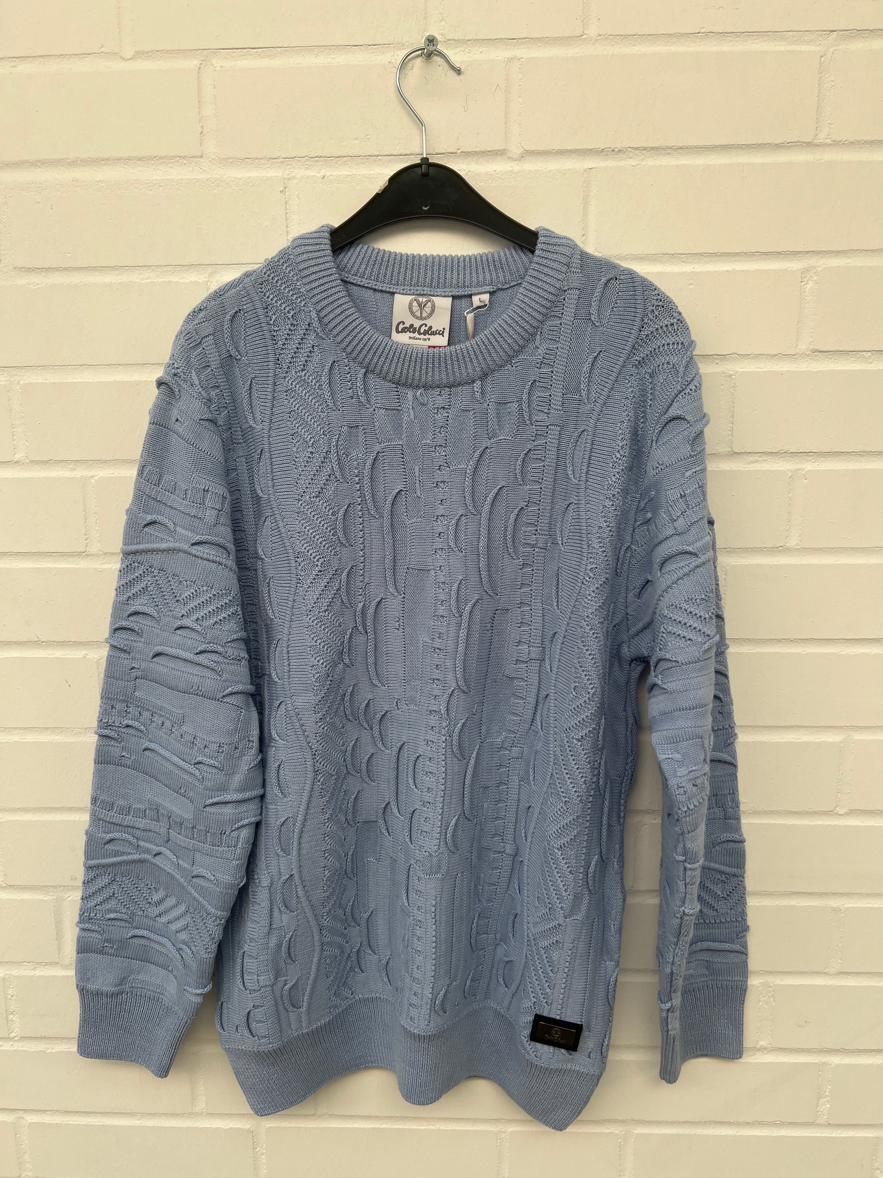Carlo Colucci 3D Strickpullover Pullover hellblau C9016 COL 15