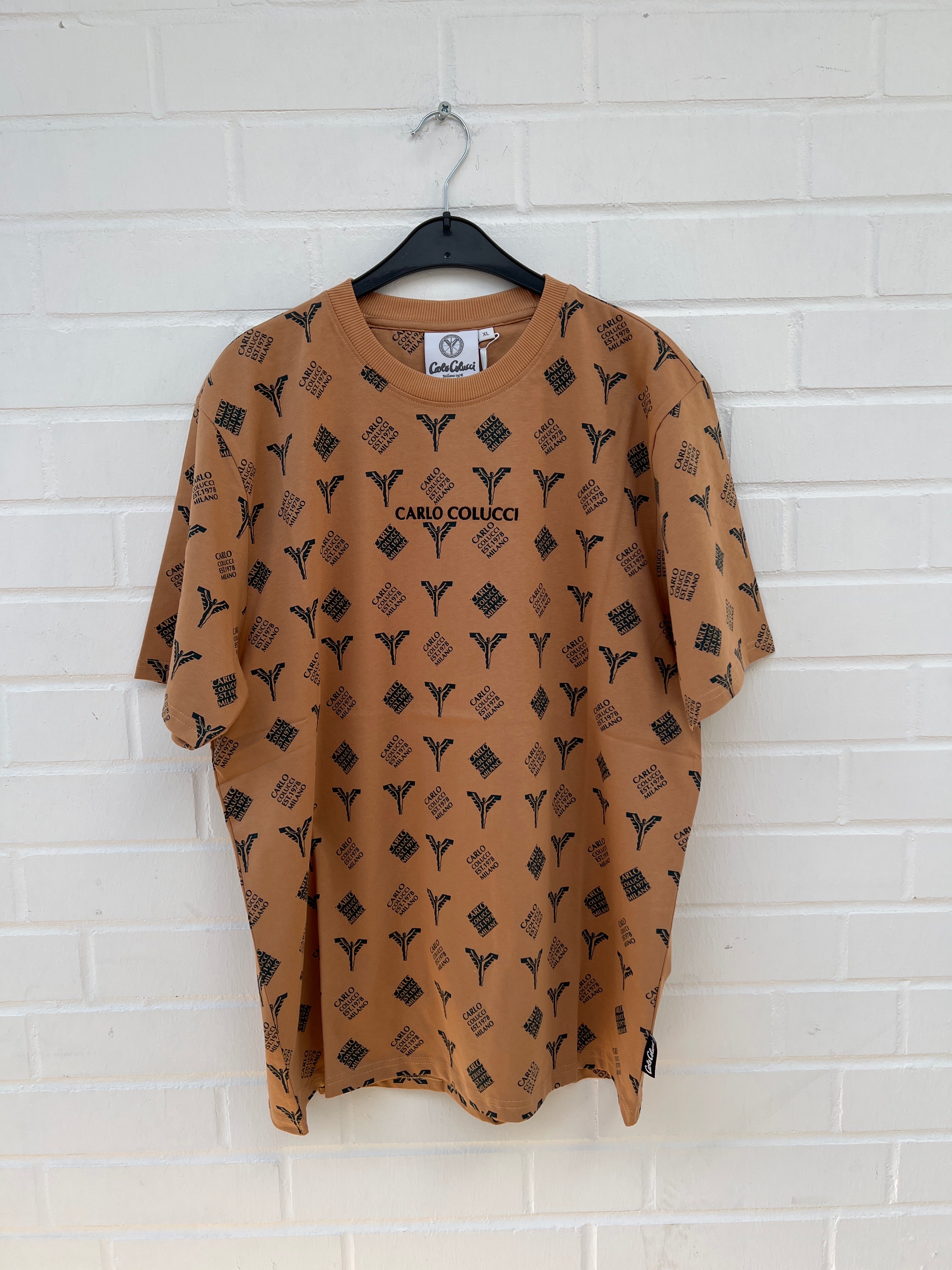 Original UVP 90€ Carlo Colucci Tshirt braun / weiß / schwarz