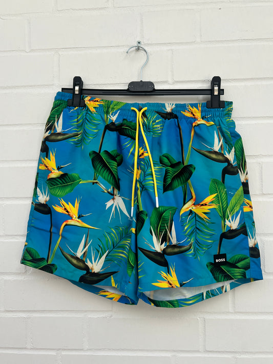 (148) Badehose blau palmen