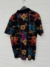 (Stange4) Carlo Colucci Poloshirt schwarz muster Gr.M