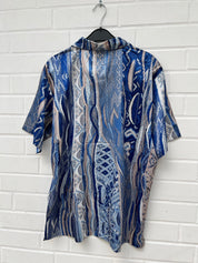 (81) CC Satin Hemd blau muster