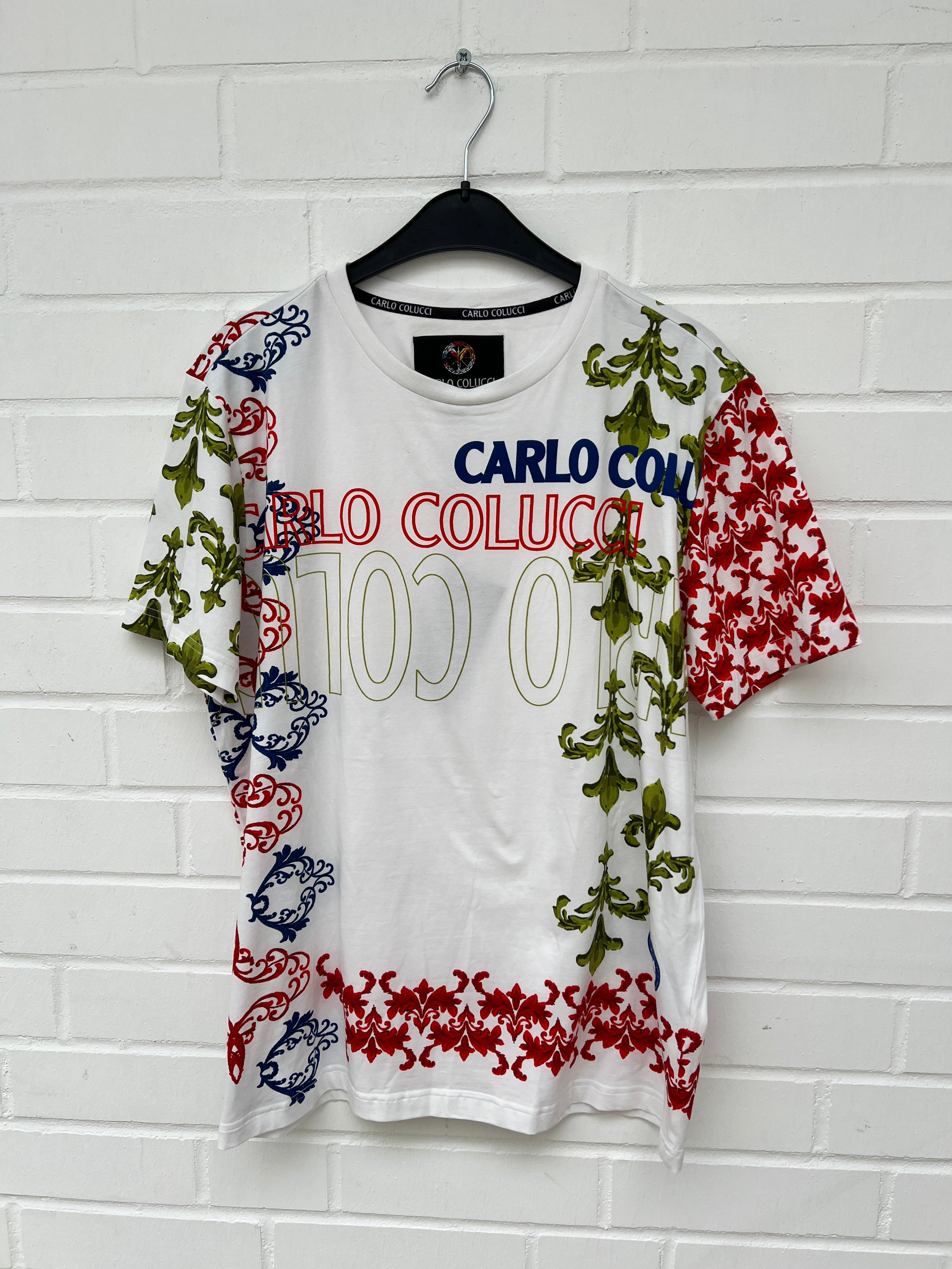 (72) Carlo Colucci Tshirt weiß bunt