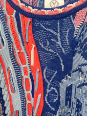 Carlo Colucci 3D Strickpullover Pullover blau orange C12507 COL 121