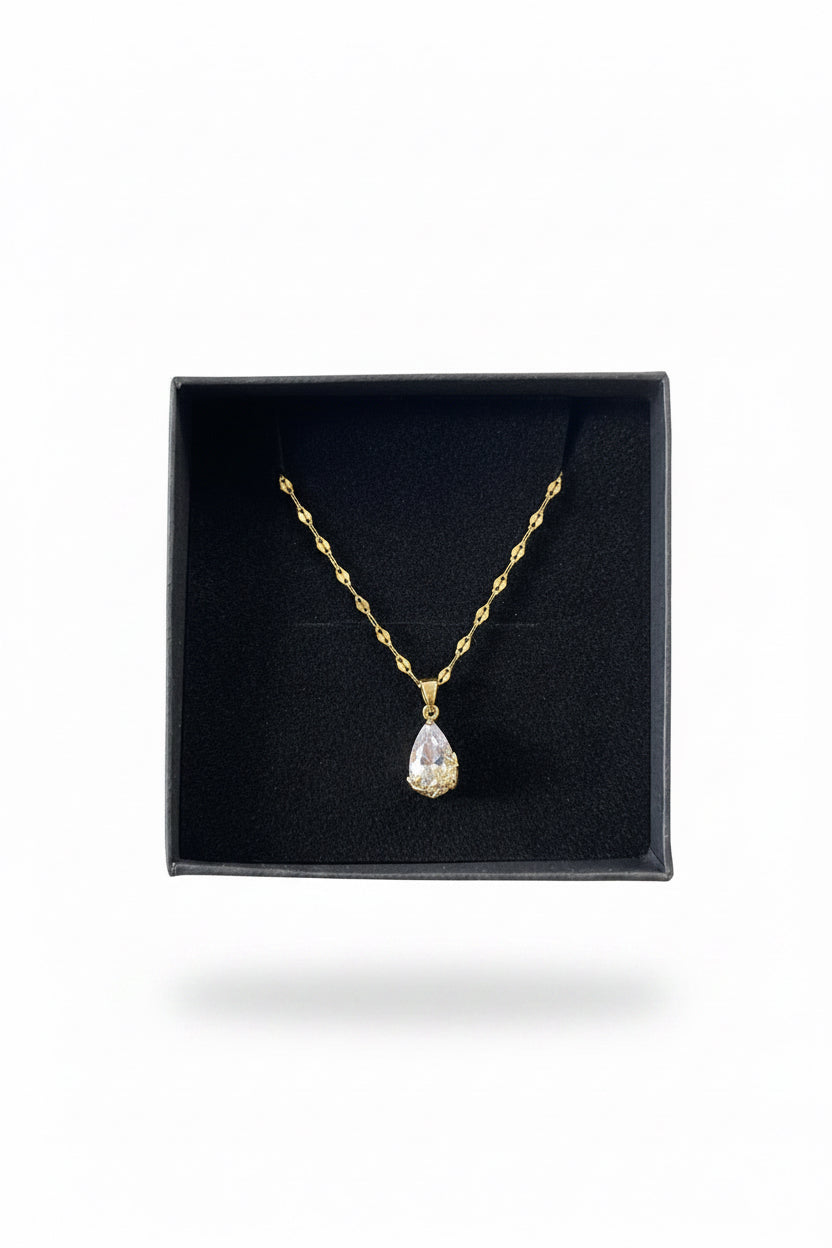 18K vergoldete Halskette Diamant Tropfen (11)