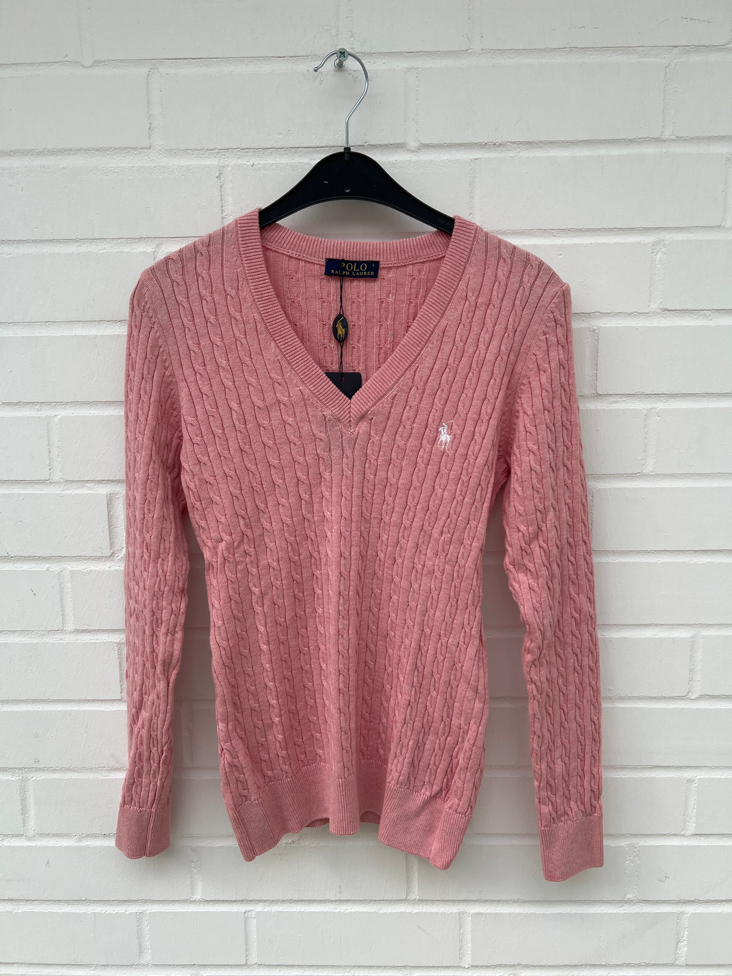 (37) DAMEN POLO Ralph Lauren Strickpullover V Ausschnitt rosa