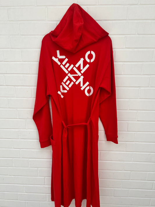 (B2) Kenzo Bademantel mit Kapuze lang orange