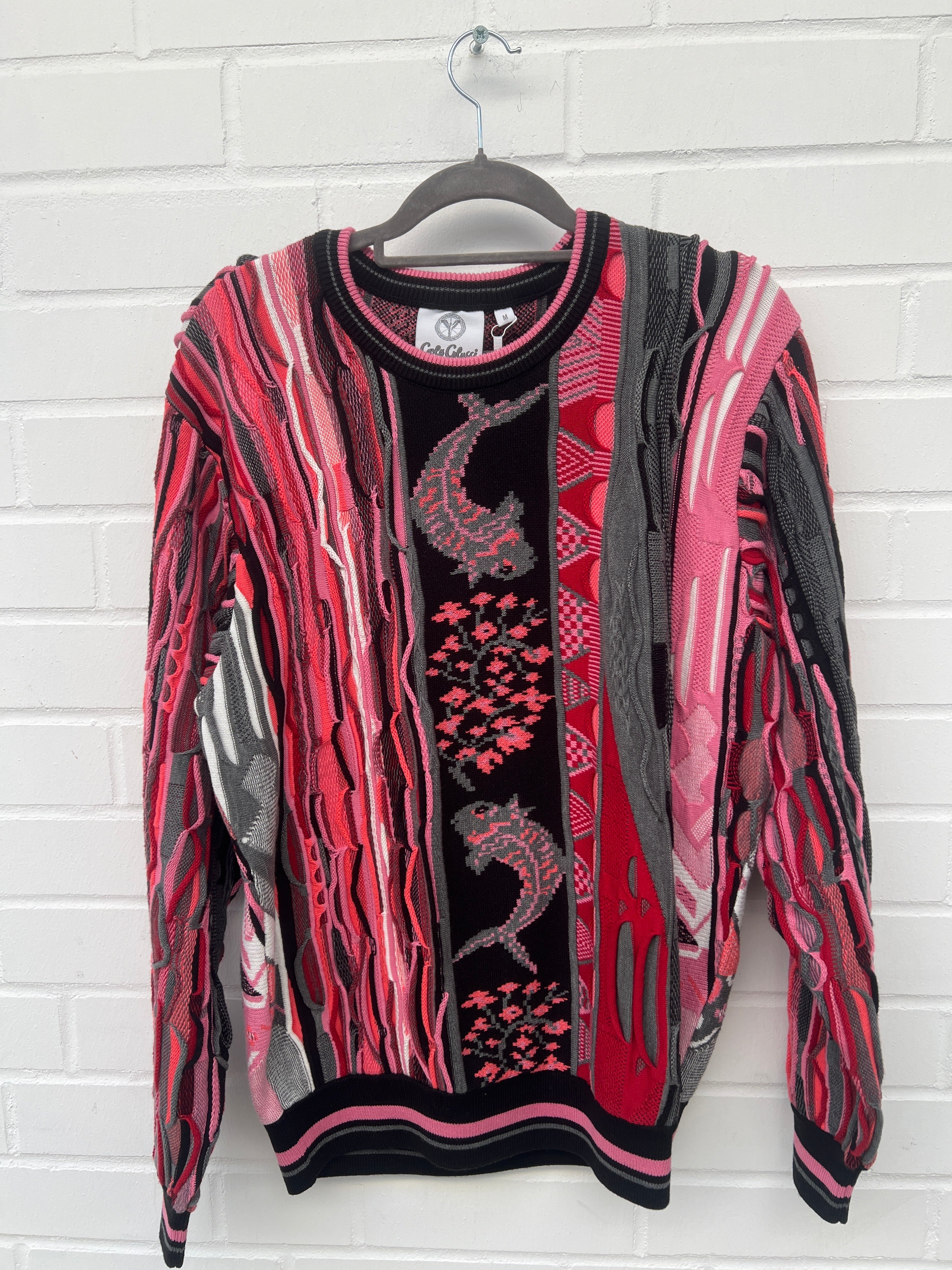 (215) Carlo Colucci 3D Strickpullover Pullover schwarz rosa C10007 COL 201