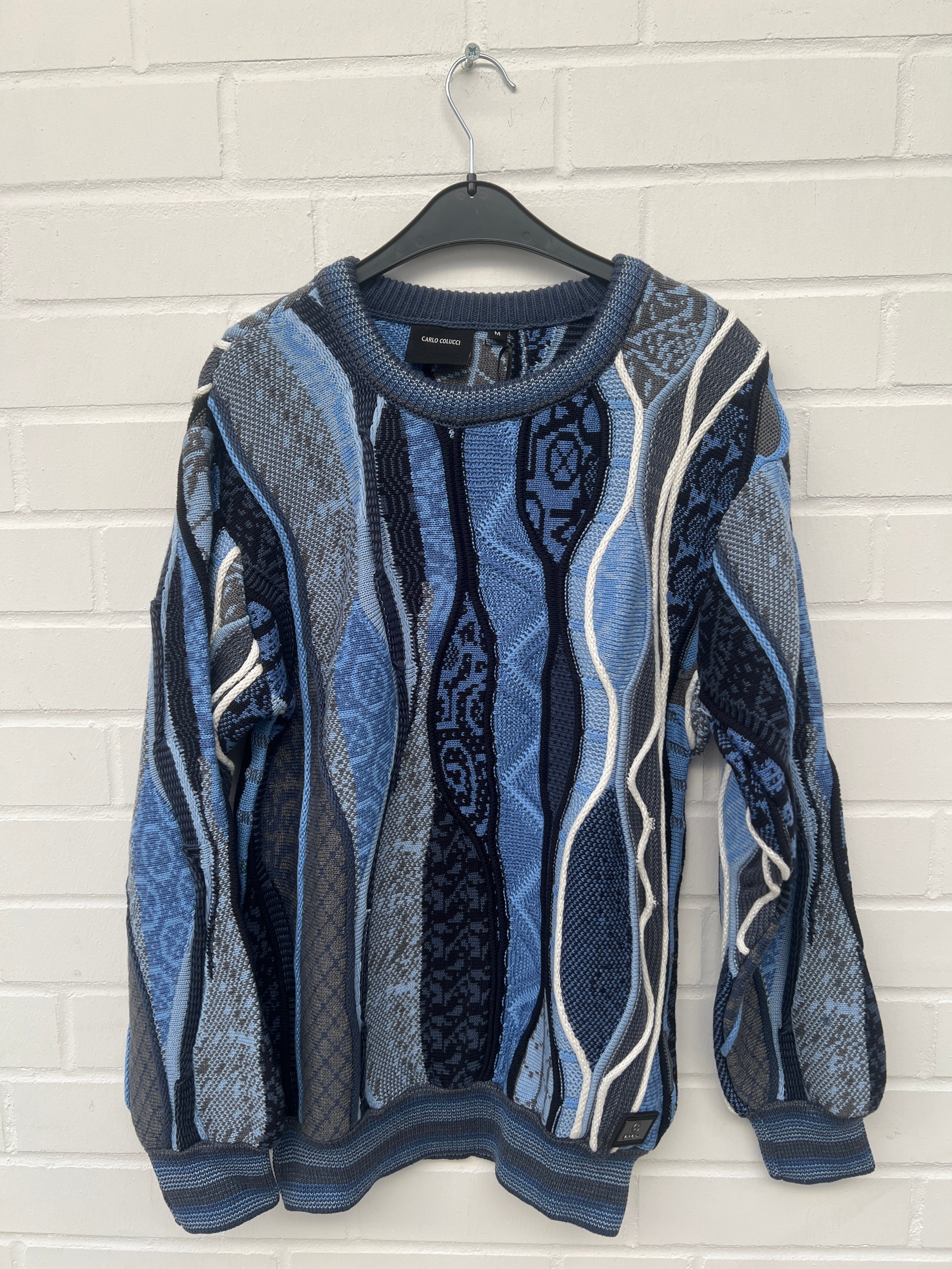 (62)Carlo Colucci 3D Strickpullover Pullover blau  C13301 COL 19