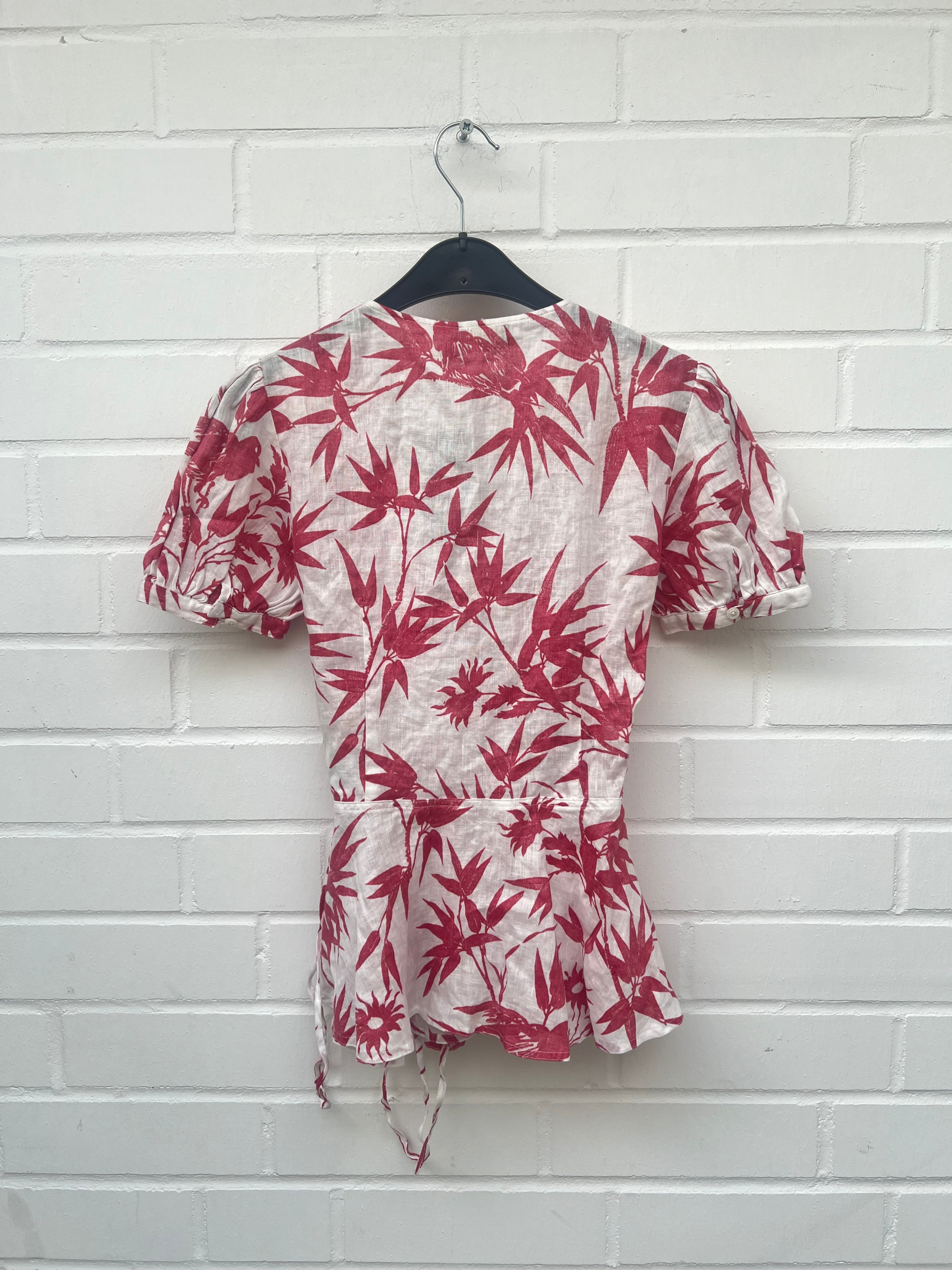 RALPH LAUREN Bluse weiß rot GrXS