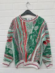 Carlo Colucci 3D Strickpullover Pullover grün bunt C12507 COL 471