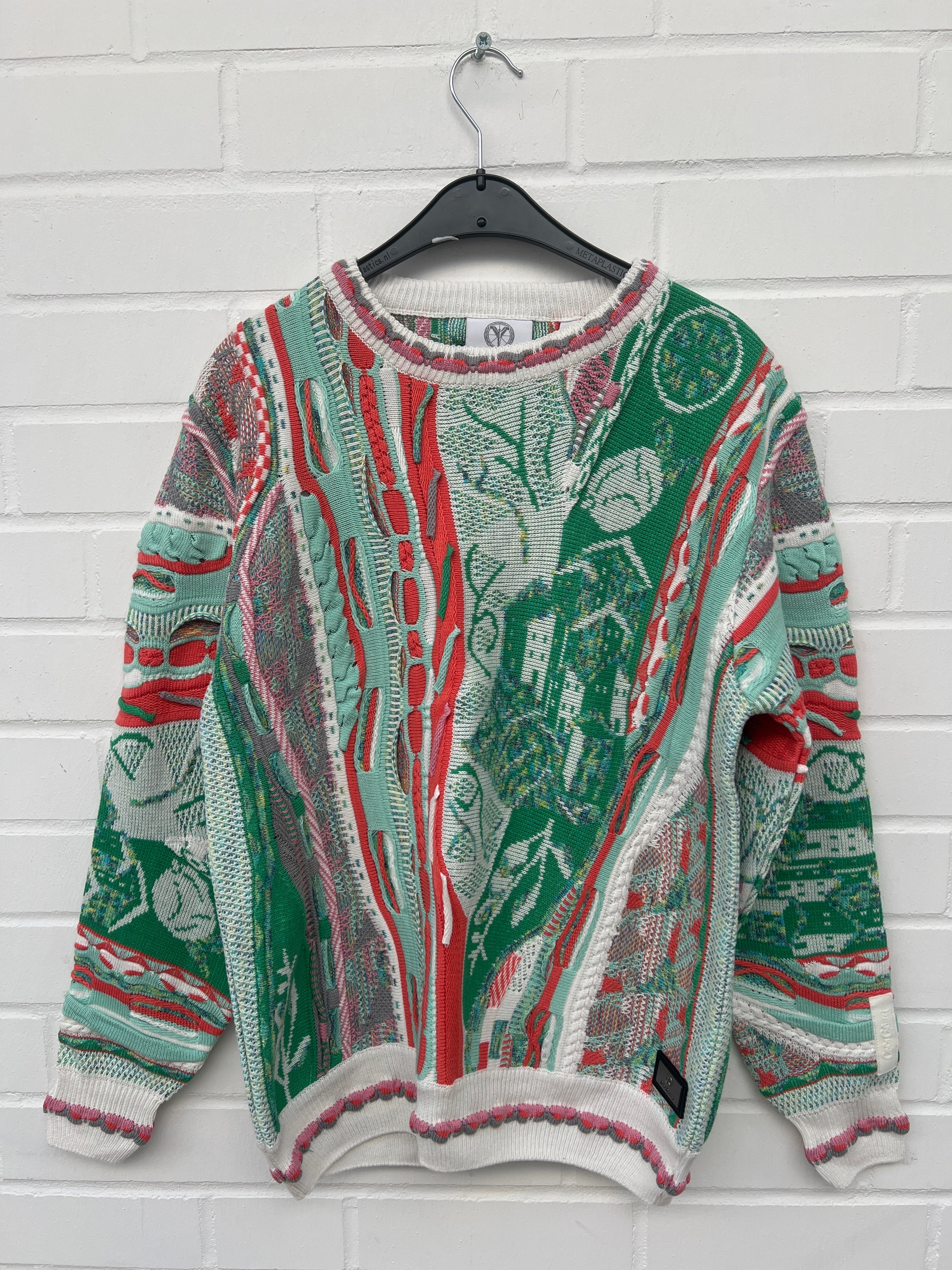 Carlo Colucci 3D Strickpullover Pullover grün bunt C12507 COL 471