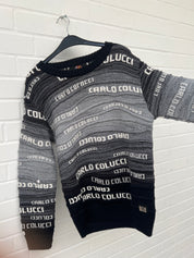 (179) Carlo Colucci Pullover schwarz grau
