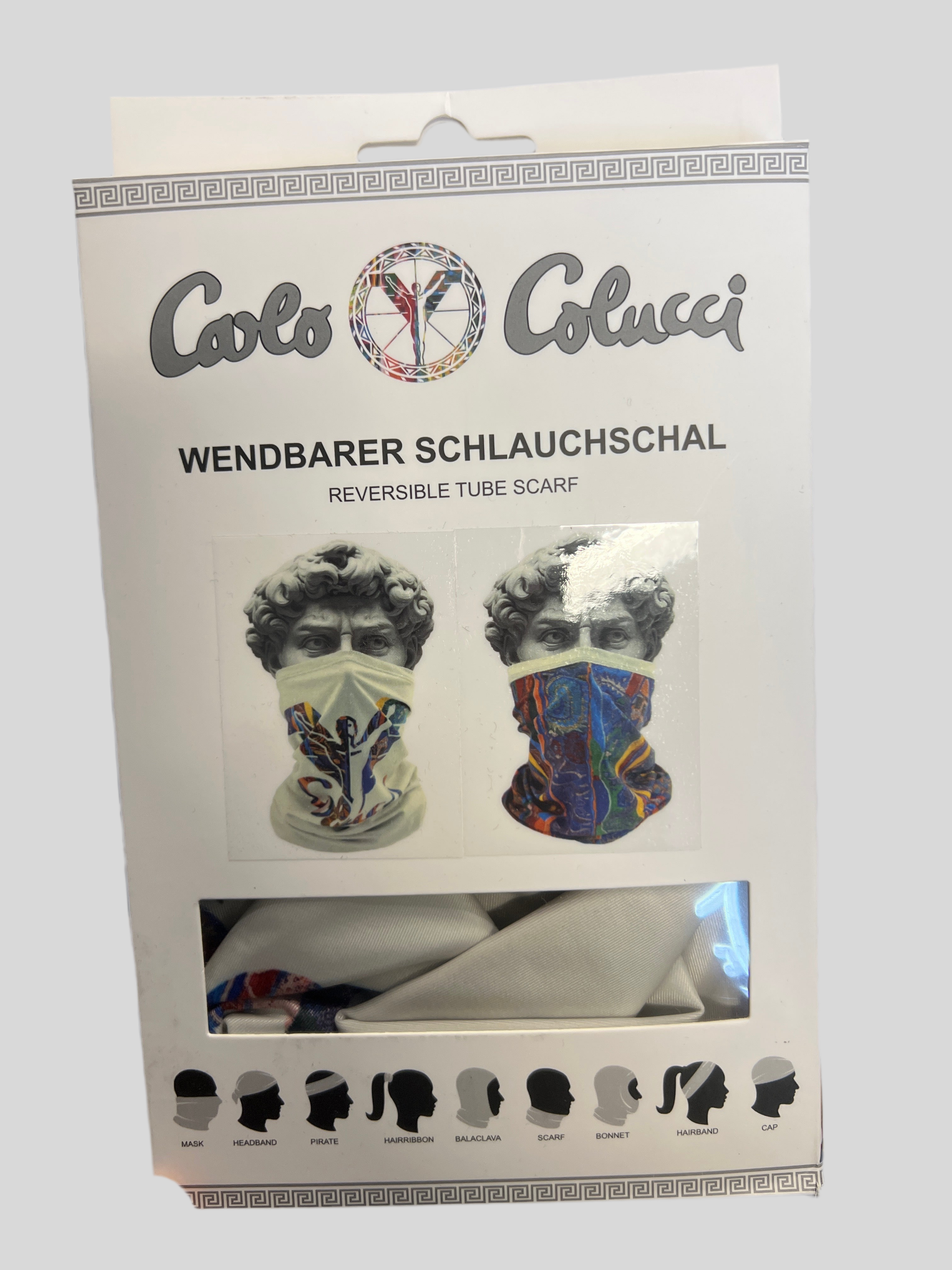 (52) Carlo Colucci Wendbarer Schlauchschal weißbunt