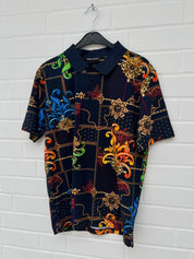 (Stange4) Carlo Colucci Poloshirt navymuster Gr.35
