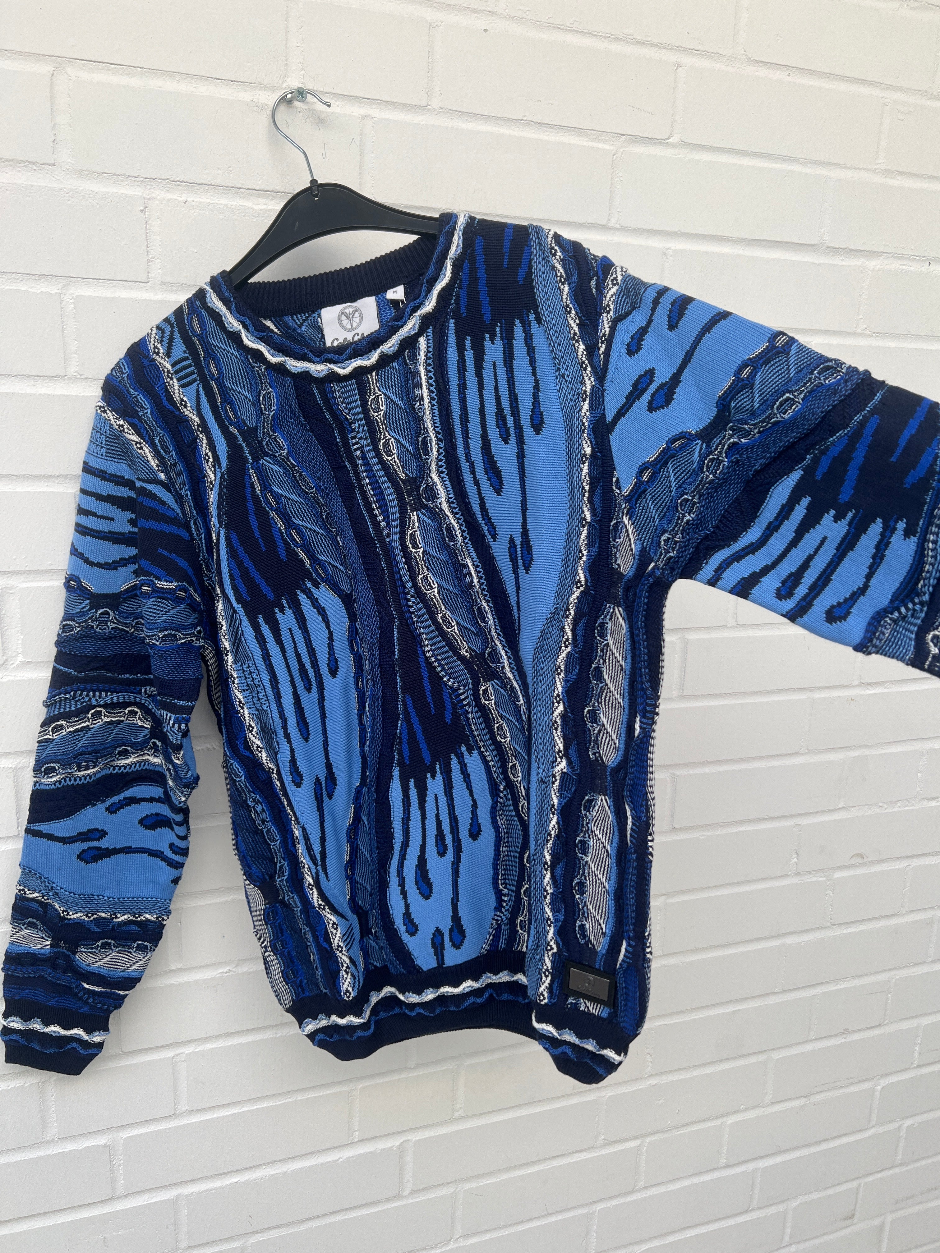 (100) Carlo Colucci 3D Strickpullover Pullover blau schwarz C12508 COL 101