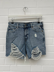 REPLAY Ripped Denim Jeans Short Gr25