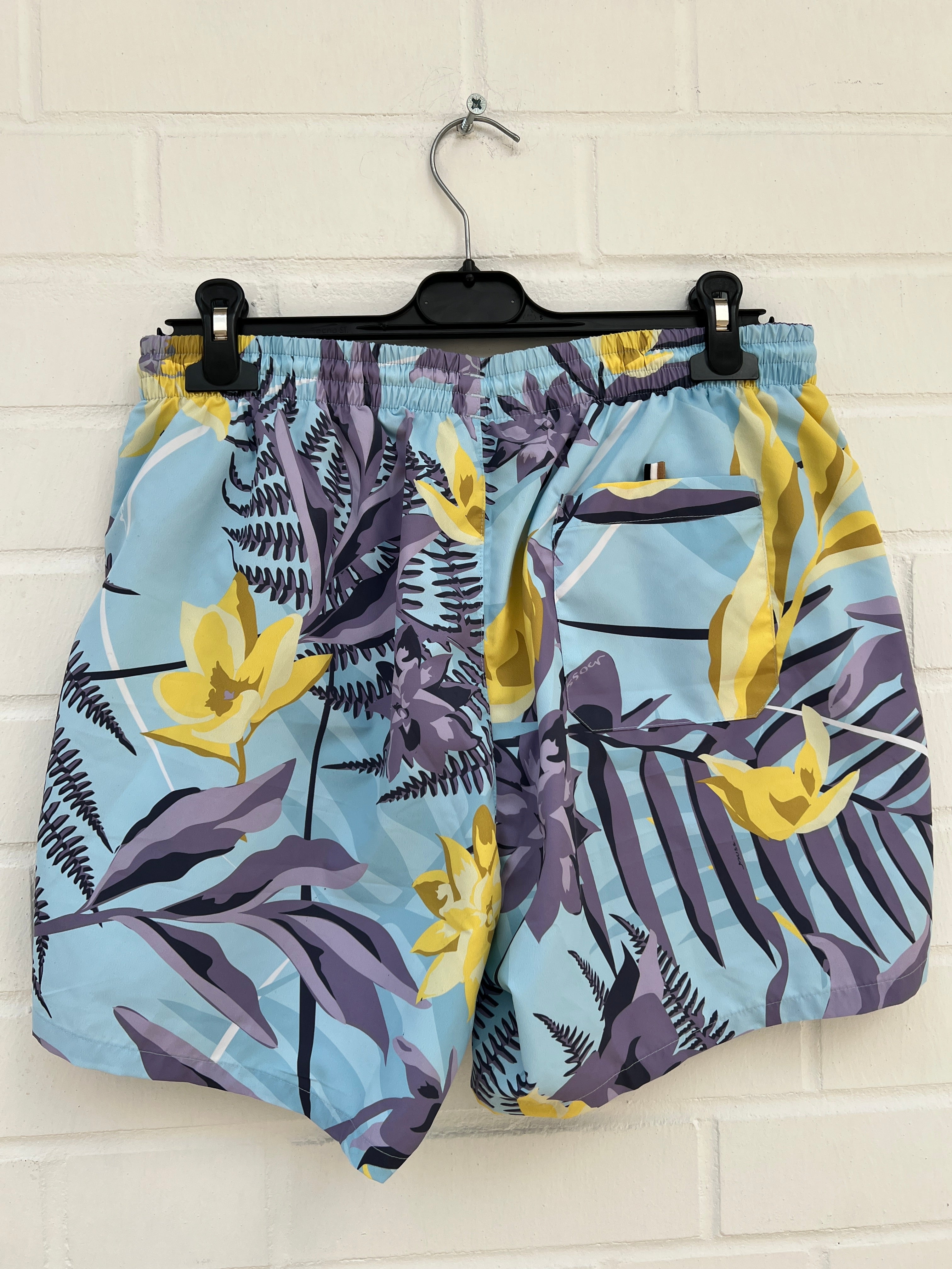 (5) Badehose hellblau muster