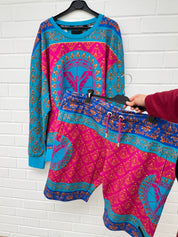 (Stange4) Carlo Colucci Sweater/Short Set blaubunt Gr4XL
