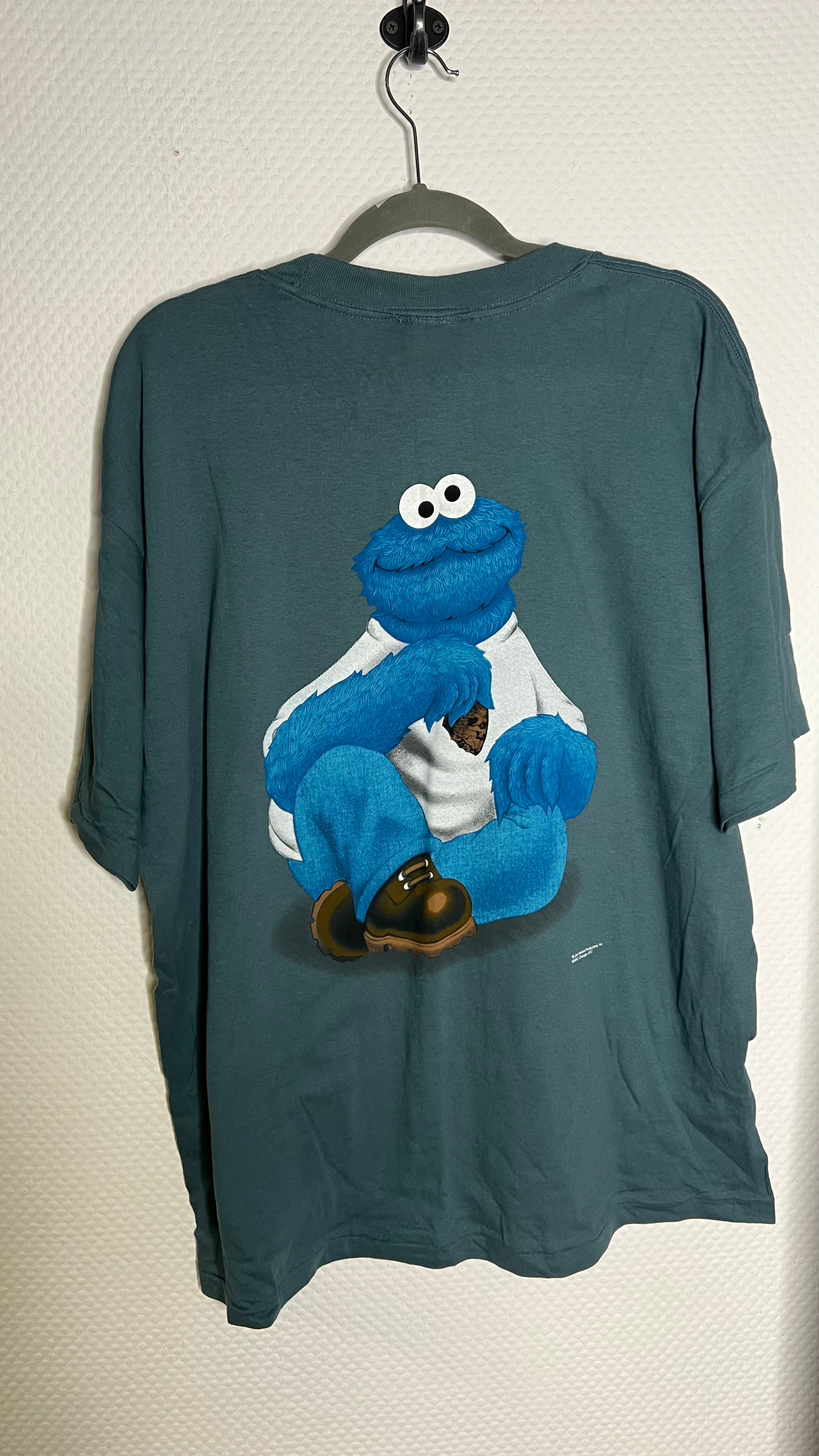 Vintage Sesame Street Cookie Wear Tshirt blaugrün 1990er