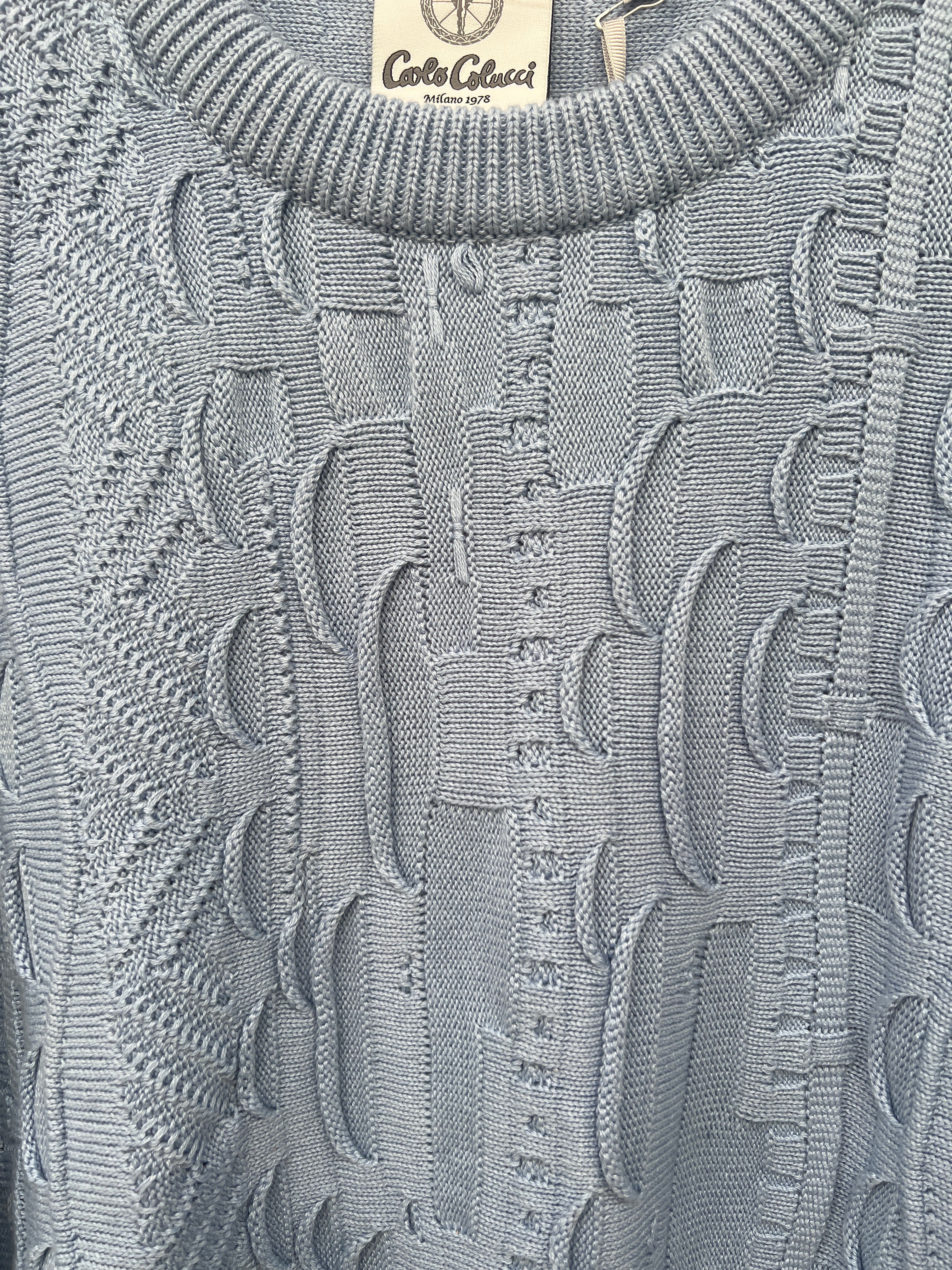Carlo Colucci 3D Strickpullover Pullover hellblau C9016 COL 15
