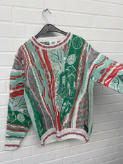 Carlo Colucci 3D Strickpullover Pullover grün bunt C12507 COL 471